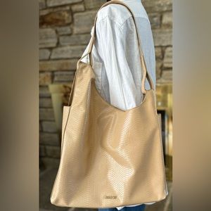 Jason Wu Snakeskin Embossed Faux Leather Shoulder Bag: Beige/Taupe